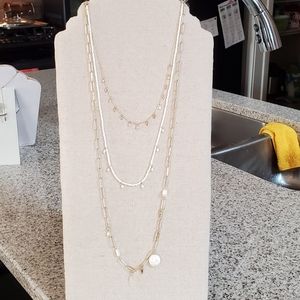 Stella & Dot Modern Bohemian Pearl & Bead Triple Layer Necklace